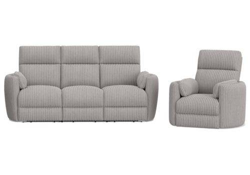 Mega Grey Power Reclining Sofa And Recliner