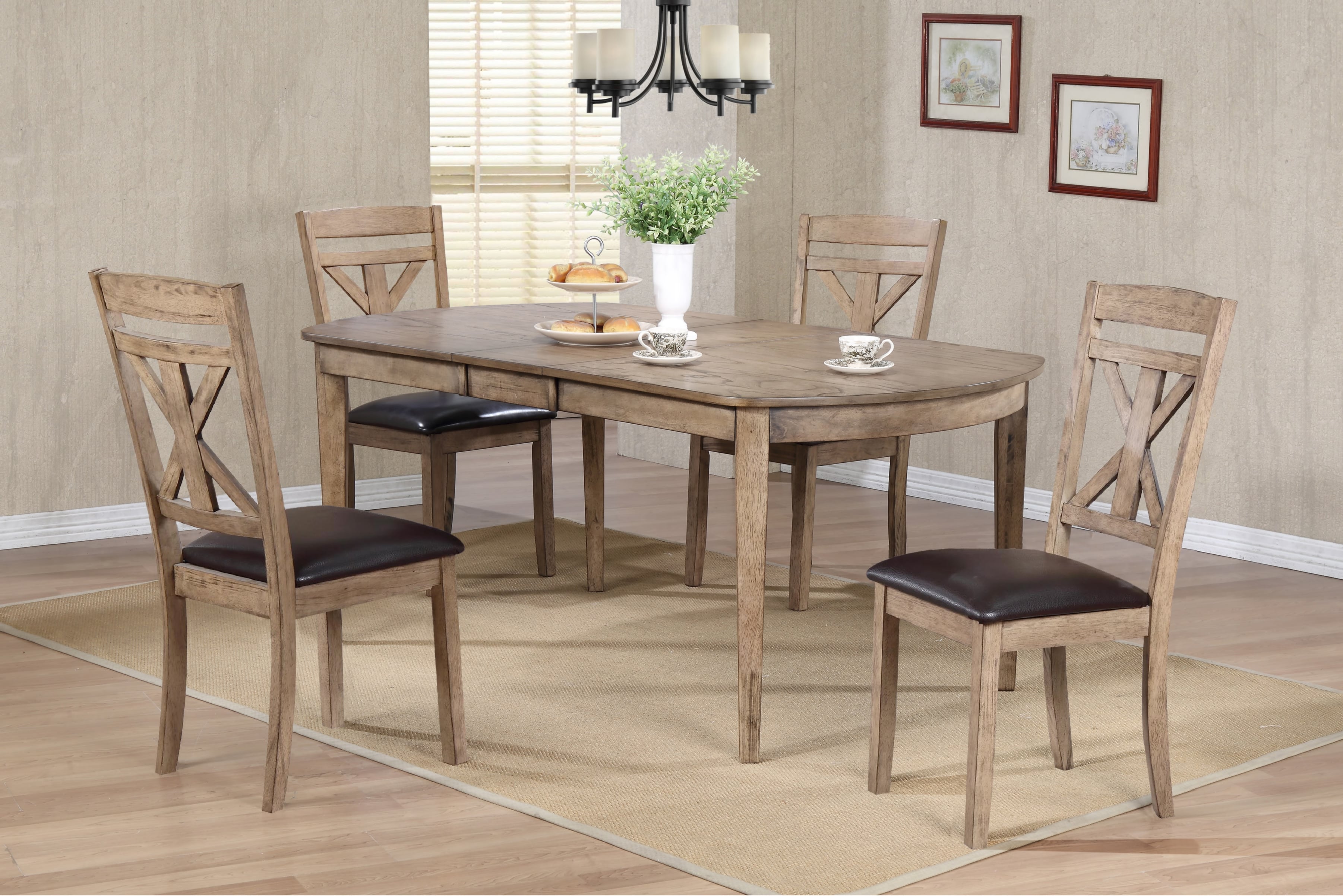 Winners Only Grandview DFG14866Nx1 DFG1452SNx4 Rustic 5 Piece Dining Set Reeds Furniture Table Chair Set 5 Pc