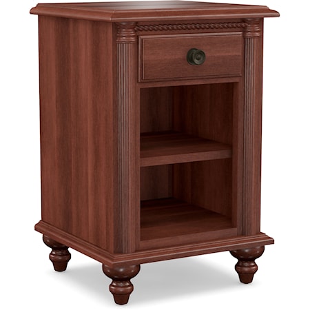 Traditional Open Night Stand with Turned Legs