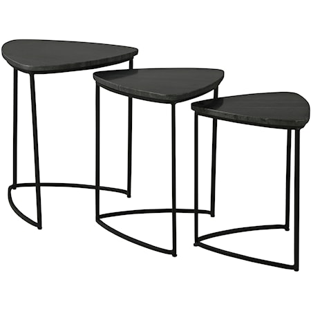 Contemporary 3-Piece Marble Top Accent Table Set