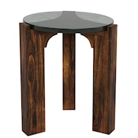 Transitional Side Table with Hand Cast Glass Top