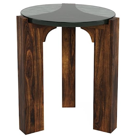 Transitional Side Table with Hand Cast Glass Top