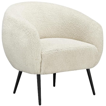 Glam Boucle Accent Chair with Black Metal Legs