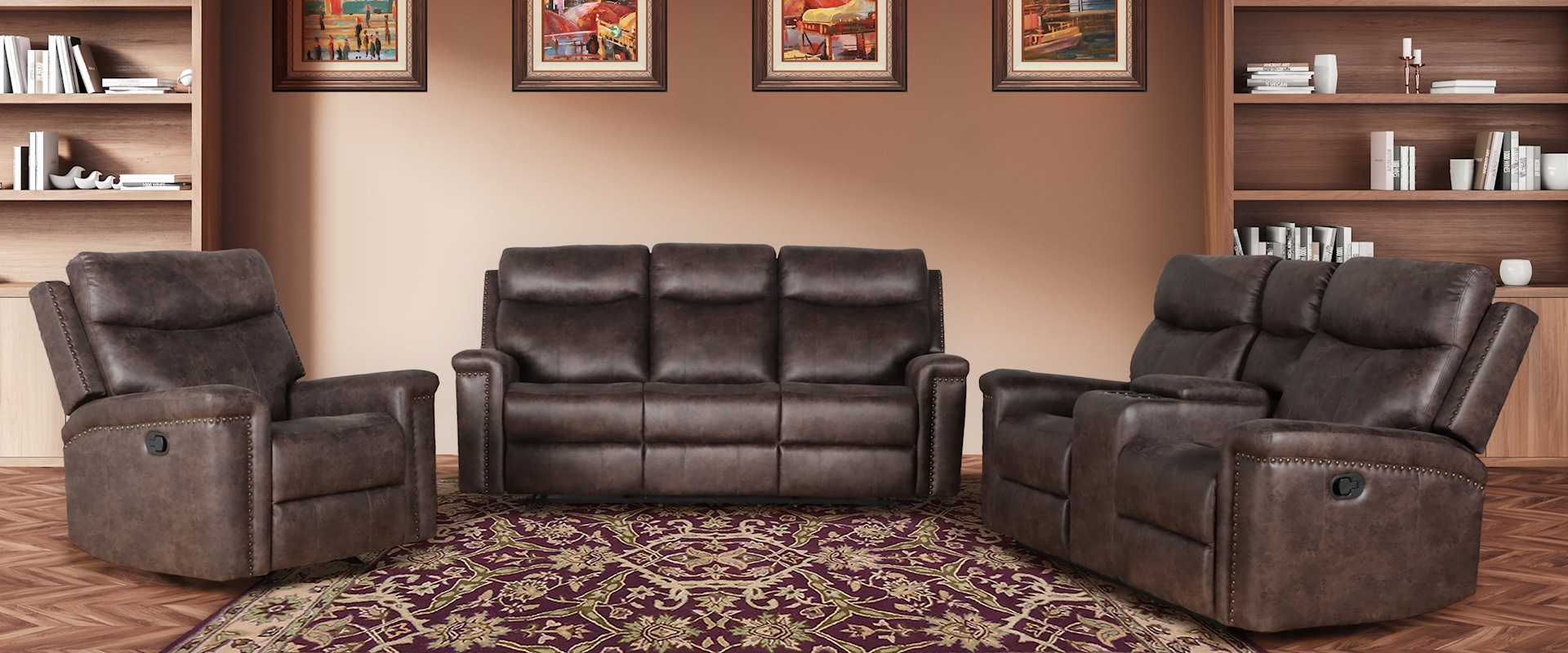 Casual 3-Piece Living Room Set