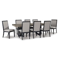 Contemporary 9-Piece Trestle Table and Chairs Dining Set