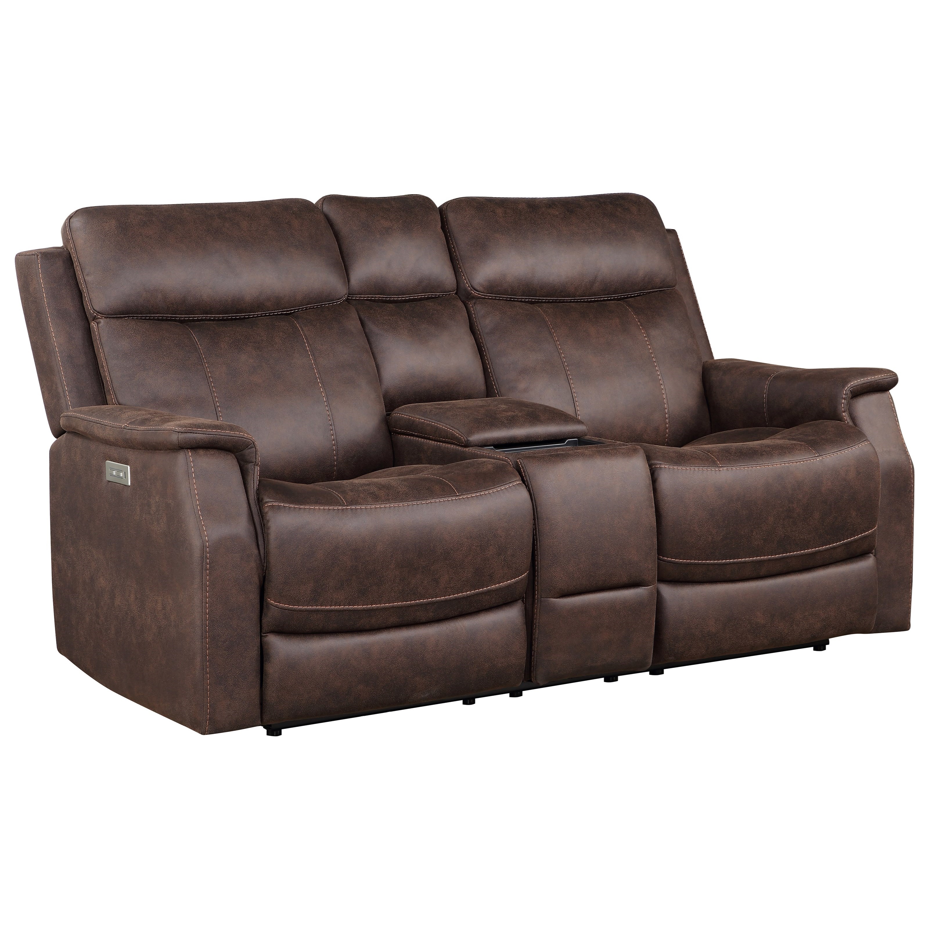 Valencia 2 seater leather recliner sofa on sale with drinks console