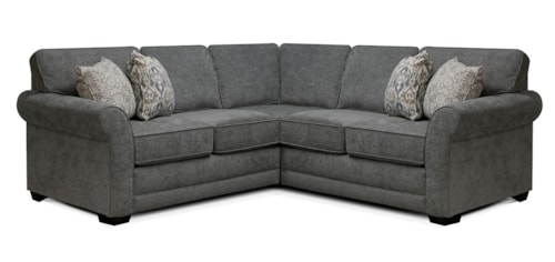 Casual Sectional Sofa with Flared Rolled Arms