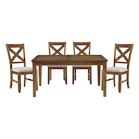 Transitional 5-Piece Dining Set with Upholstered Chairs