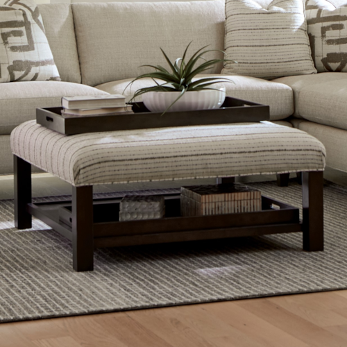 Storage Cocktail Ottoman with Two Removable Trays