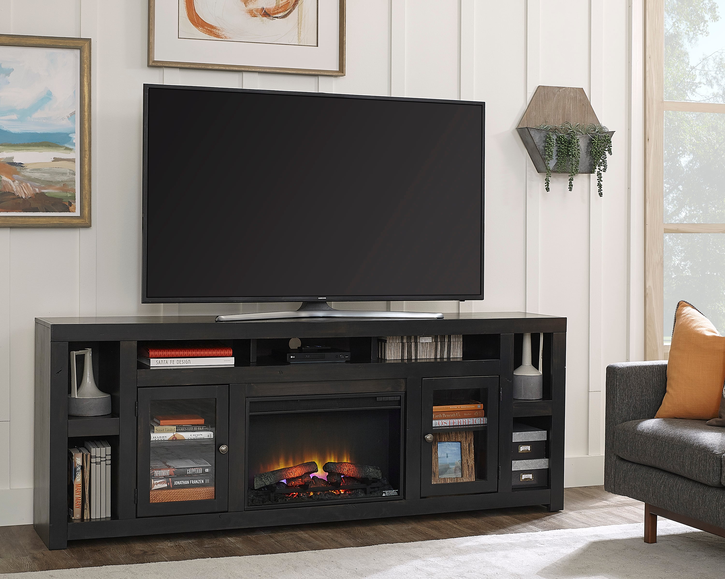 Media cabinets store with fireplace