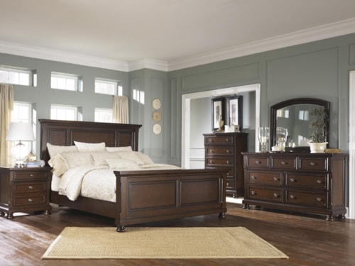 California King Panel Bed, Dresser, Mirror, Chest and Nightstand
