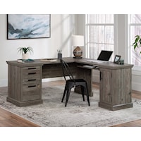 Modern Farmhouse L-Shaped Home Office Desk with Keyboard Drawer