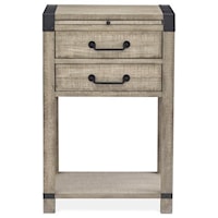 Farmhouse Open Nightstand with Pull-Out Shelf