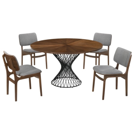 5-Piece Walnut Dining Set
