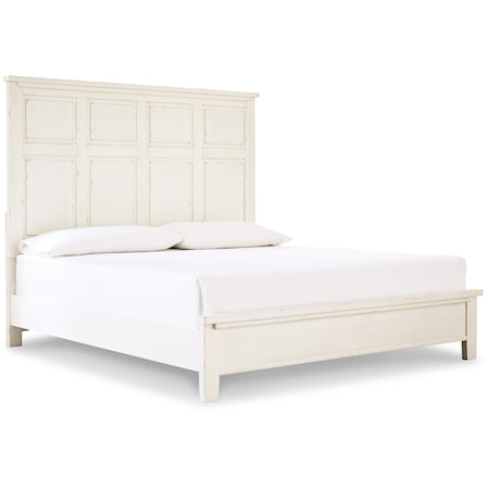 Farmhouse Aged White Queen Panel Bed
