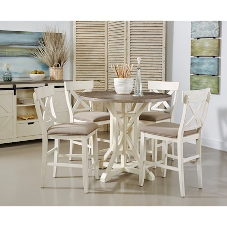 Farmhouse 5-Piece Counter-Height Dining Set