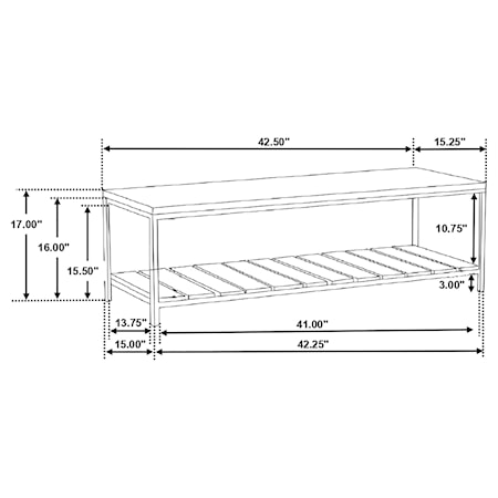 Gerbera Wood Accent Bench w/ Shelf and