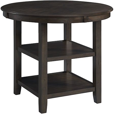 Round Counter Height Dining Table with Shelving