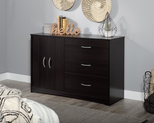 Transitional 2-Door Dresser with 3-Storage Drawers