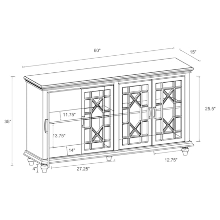 Wood Lattice Storage Accent Cabinet