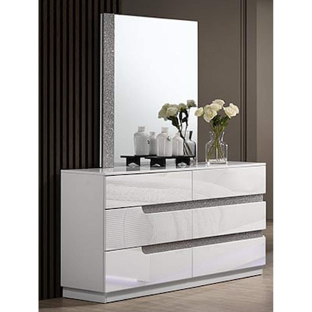 New Classic Paradox 6 Drawer Dresser with Attached Mirror