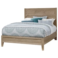 Transitional King Low Profile Bed with Louvered Headboard