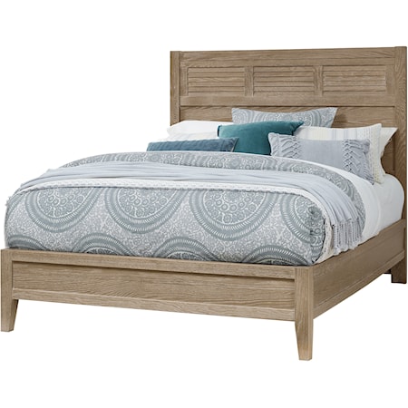 Rustic King Low Profile Bed with Louvered Headboard