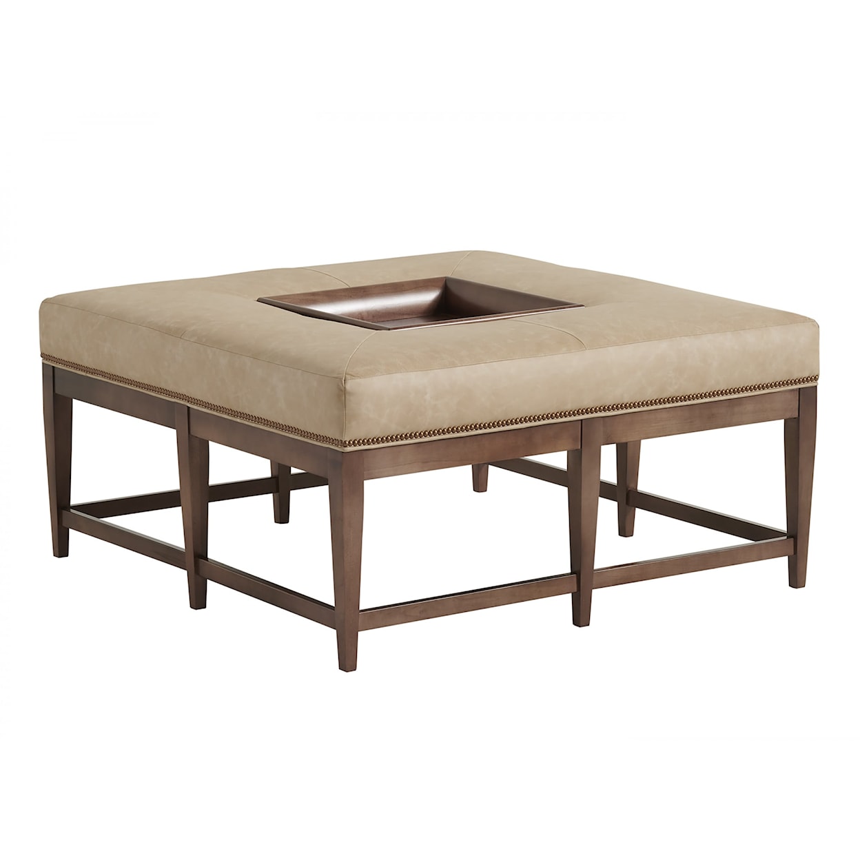 Lexington Leather Carillon Ottoman with Removable Tray