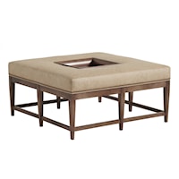 Carillon Leather Ottoman with Removable Tray