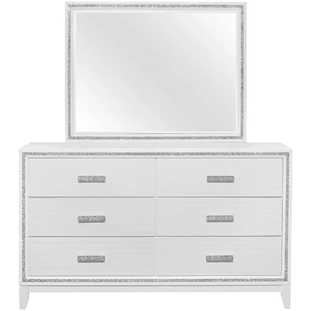 White 6-Drawer Dresser and Mirror Set