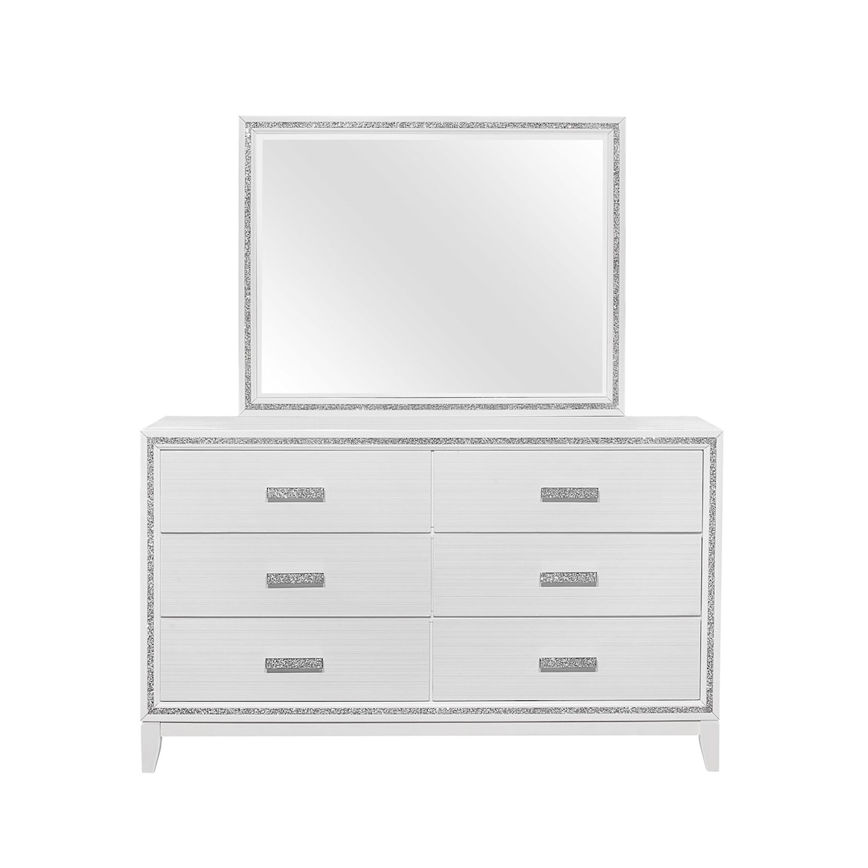 Global Furniture Lily Dresser Mirror with Crystal Mirror Trim