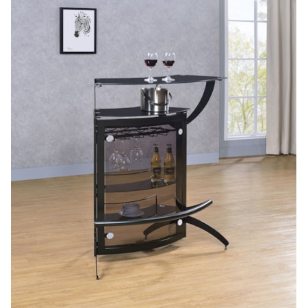 2-shelf Curved Freestanding Home Bar Cabinet