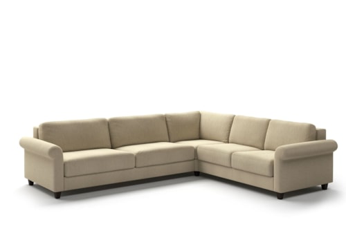 Transitional King Sleeper Sectional with Rolled Arms