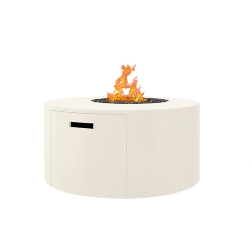 BELLINO Round Fire Pit with Lid with offset burner  -  Ivory