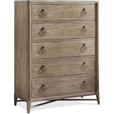Contemporary 5-Drawer Chest with Ring Pull Hardware