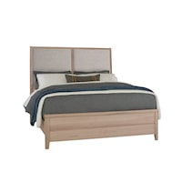 Transitional King Upholstered Panel Bed with Low-Profile Footboard