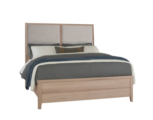 Transitional California King Upholstered Panel Bed with Low-Profile Footboard