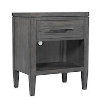 Contemporary 1-Drawer Nightstand with Lower Shelf