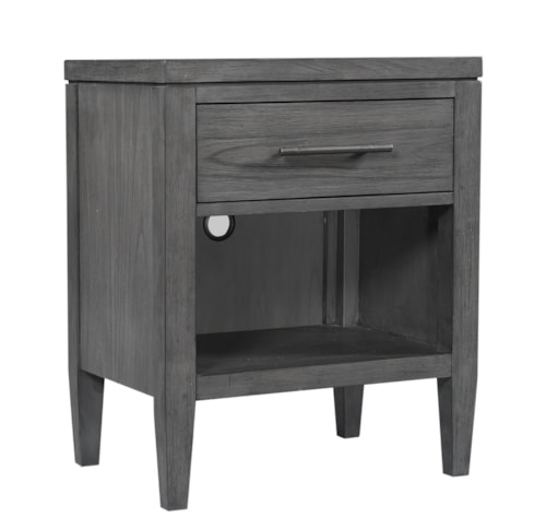 Contemporary 1-Drawer Nightstand with Felt-Lining