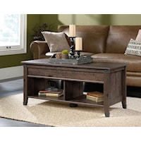Rustic Lift-Top Coffee Table with Lower Storage Shelves