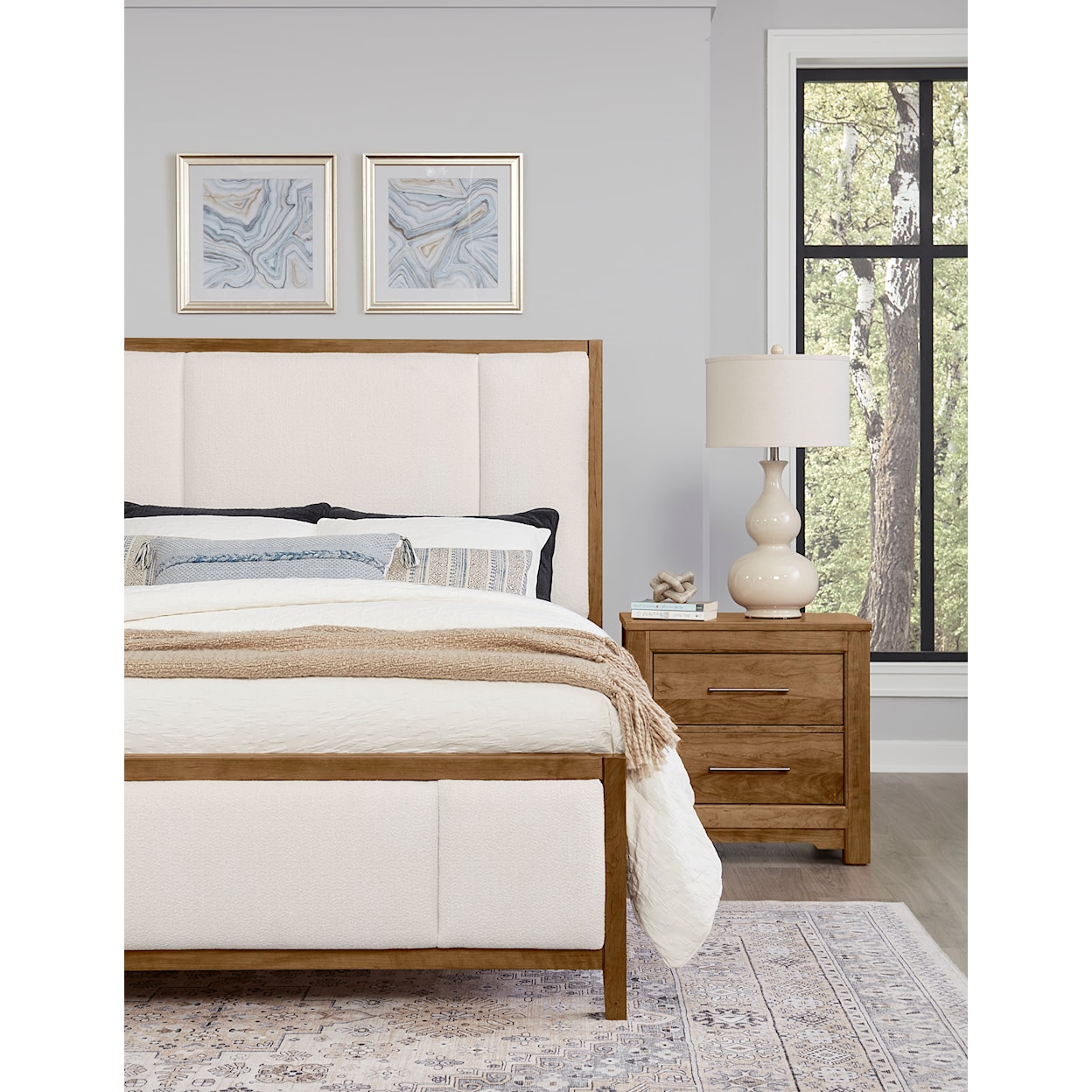 Carolina Bedroom Crafted Cherry - Medium Upholstered King Panel Bed