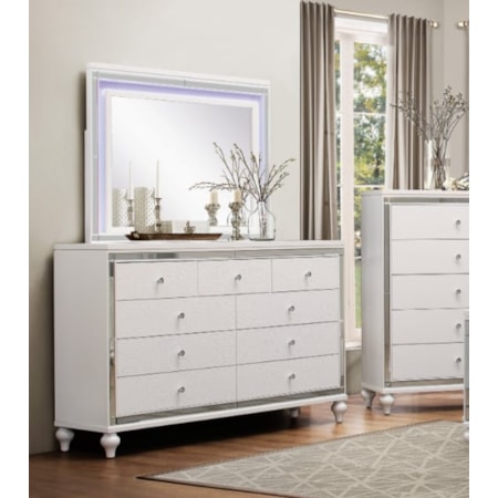 9-Drawer Dresser with LED Mirror