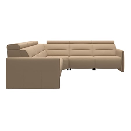 Power Recline Sectional Sofa with Wood Arms