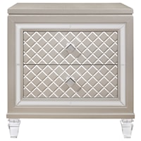 Glam 2-Drawer Nightstand with Acrylic Legs and Mirror Accents