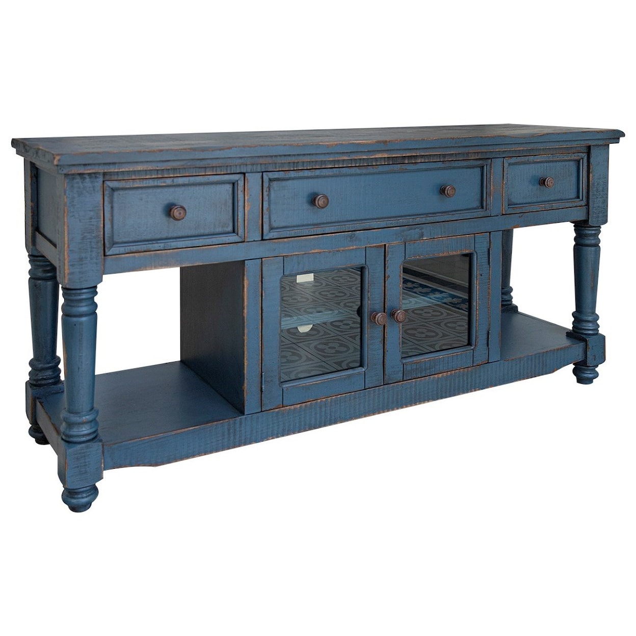 International Furniture Direct Aruba 70" TV Stand with 4 Drawers and 2 Doors