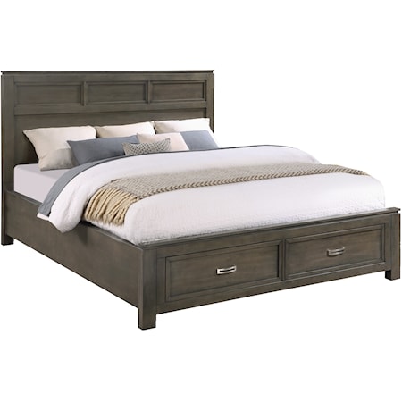 Contemporary California King Bed with Footboard Storage