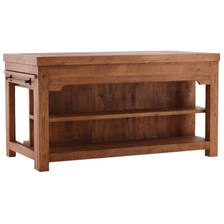 2-Shelf Kitchen Island with Extendable Table