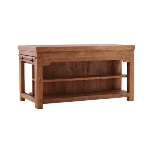 Rustic 2-Shelf Kitchen Island with Extendable Table