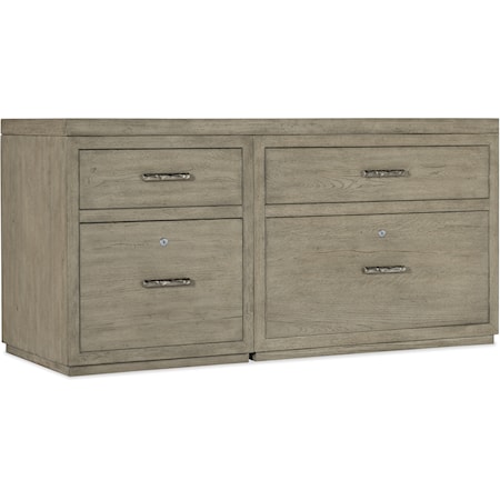 Casual Office Storage Credenza with 2 File Cabinets