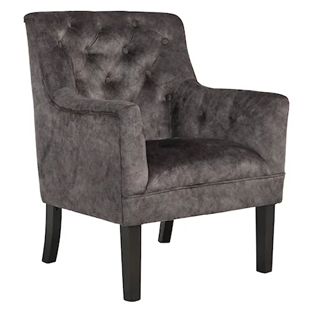 Tufted Accent Chair in Distressed Gray Faux Leather